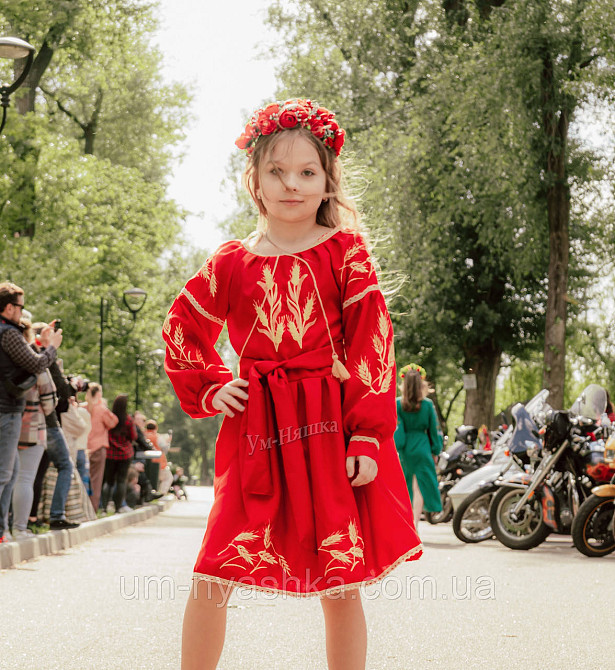 Дитяче вишите червоне плаття з колосками р.164 Кривий Ріг - фото 1