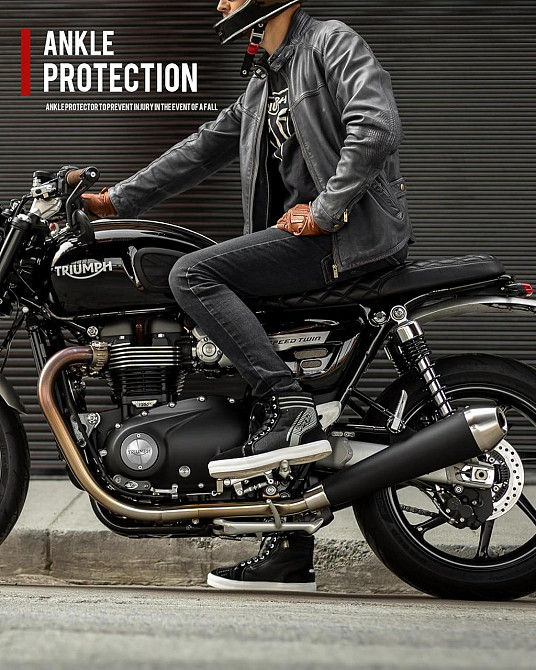 Чоловічі мотоботинки для міста дихаючі протиковзкі з боковою блискавкою підтримка щиколотки Київ - фото 6