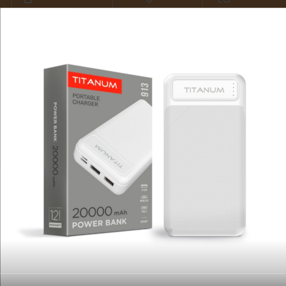 Павербанк 20000 mAh Titanum TPB-913-W білий Житомир