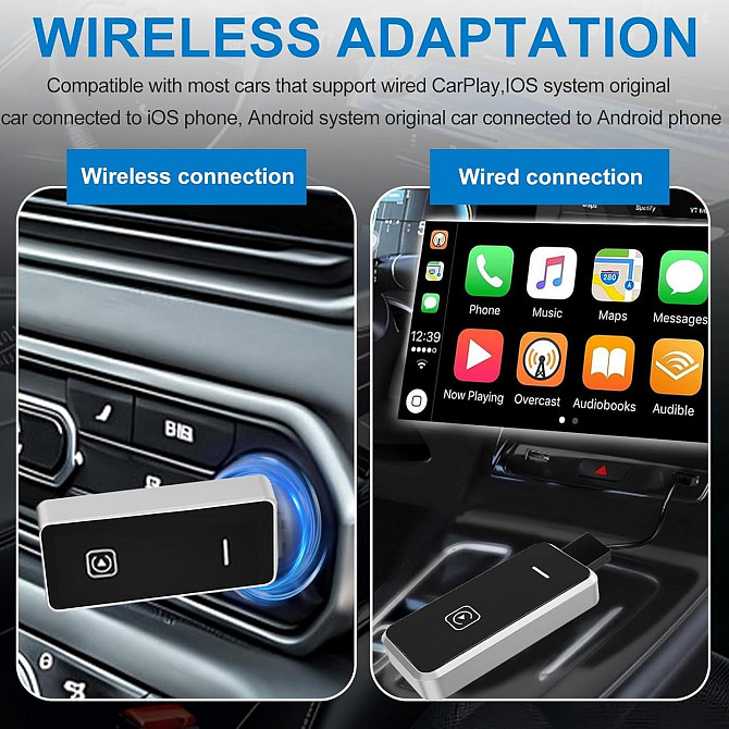 CarPlay Android Auto адаптер для перетворення дротового у бездротовий для iOS 10+ Android 11+, USB T Київ - фото 5