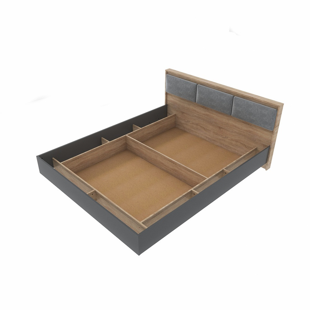 Кровать двуспальная (щит ДСП под матрас) Эверест Сити-1400 200,5х148,8х82,6 см Дуб сонома/Графит (DTM-071111) Днепр - изображение 6