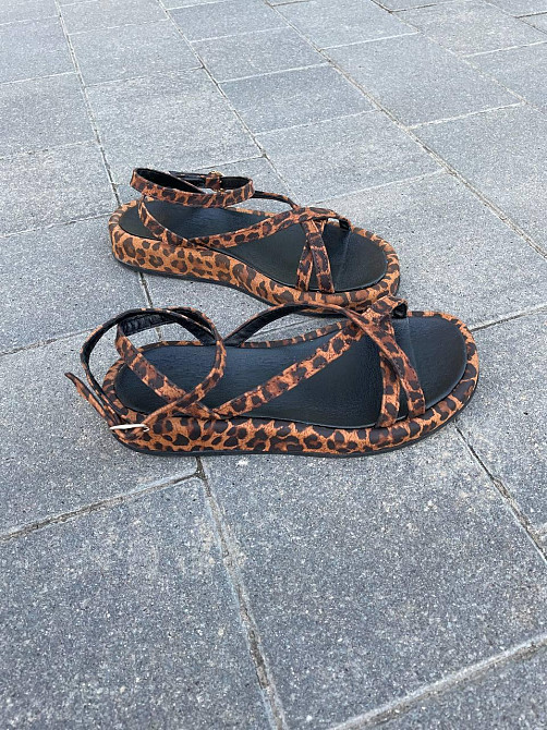 Босоніжки жіночі леопардові EDAN 350 літо, натуральна шкіра / Зручні босоніжки на низькому ходу Коломыя - изображение 1