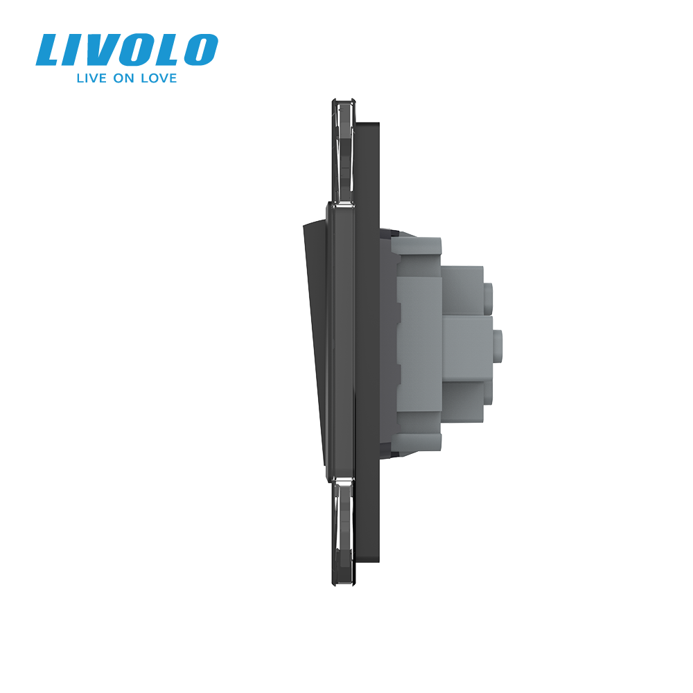 LIVOLO Двоклавішний вимикач (1-1) Livolo чорний скло (VL-C7K1K1-12) Коломия - фото 6