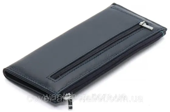 Тонкий кожаный кошелек на молнии ST Leather 025 Dark Blue Киев