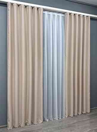 Комплект готовых штор VR-Textil Блэкаут двусторонний Eclipsе № 1794ш Кремовый 200х270 см 2 шт (32-111) Киев
