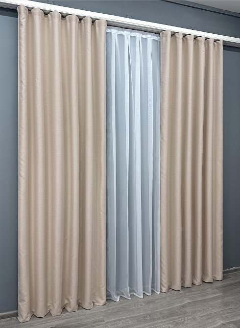 Комплект готовых штор VR-Textil Блэкаут двусторонний Eclipsе № 1794ш Кремовый 200х270 см 2 шт (32-111) Киев - изображение 4