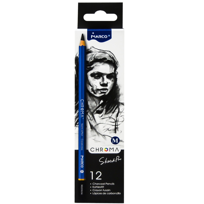 Олівці вугільні "Marco" (Medium) 12 шт.шестигранні,Chroma,1040M -12CB, шт Київ - фото 1