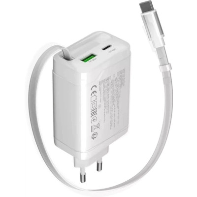Зарядное устройство Canyon 1xUSB-C PD65W + 1xUSB QC3.0 + cable USB-C to USB-C white (CNS-CURC65ACW) Винница - изображение 8
