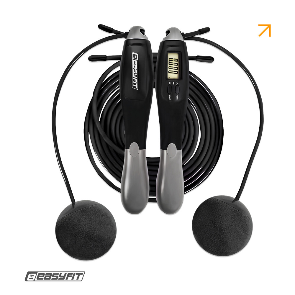 Скакалка з лічильником EasyFit TwinRope швидкісна 2,8 м чорна-сіра Коломыя - изображение 1