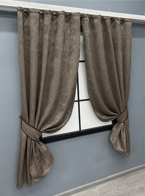 Комплект коротких штор VR-Textil Жаккард Sultan XO № 1486ш Какао 130х170 см 2 шт (35-0349) Киев - изображение 2