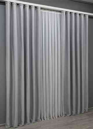 Комплект готовых штор VR-Textil Лен-блэкаут № 1397ш Серый 100х270см 2 шт (31-662) Киев