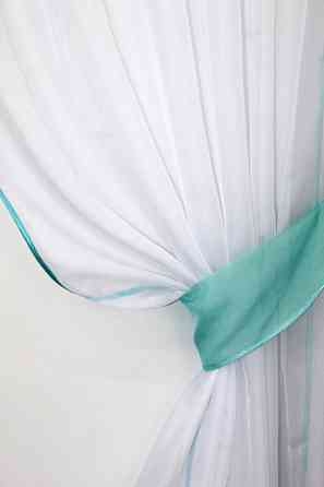 Кухонный комплект VR-Textil № 084к шторки с ламбрекеном белый с бирюзовым 280х170 см (52-0566) Киев