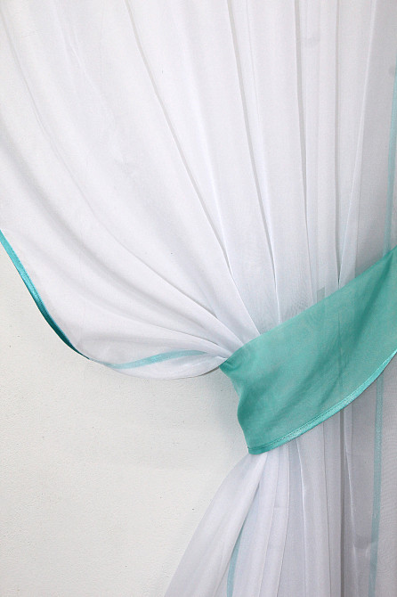 Кухонный комплект VR-Textil № 084к шторки с ламбрекеном белый с бирюзовым 280х170 см (52-0566) Киев - изображение 3