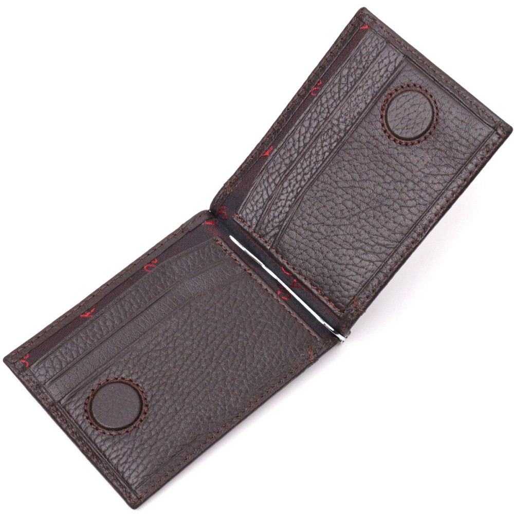 Отличный зажим для денег из натуральной кожи KARYA 21353 Коричневый Киев - изображение 3