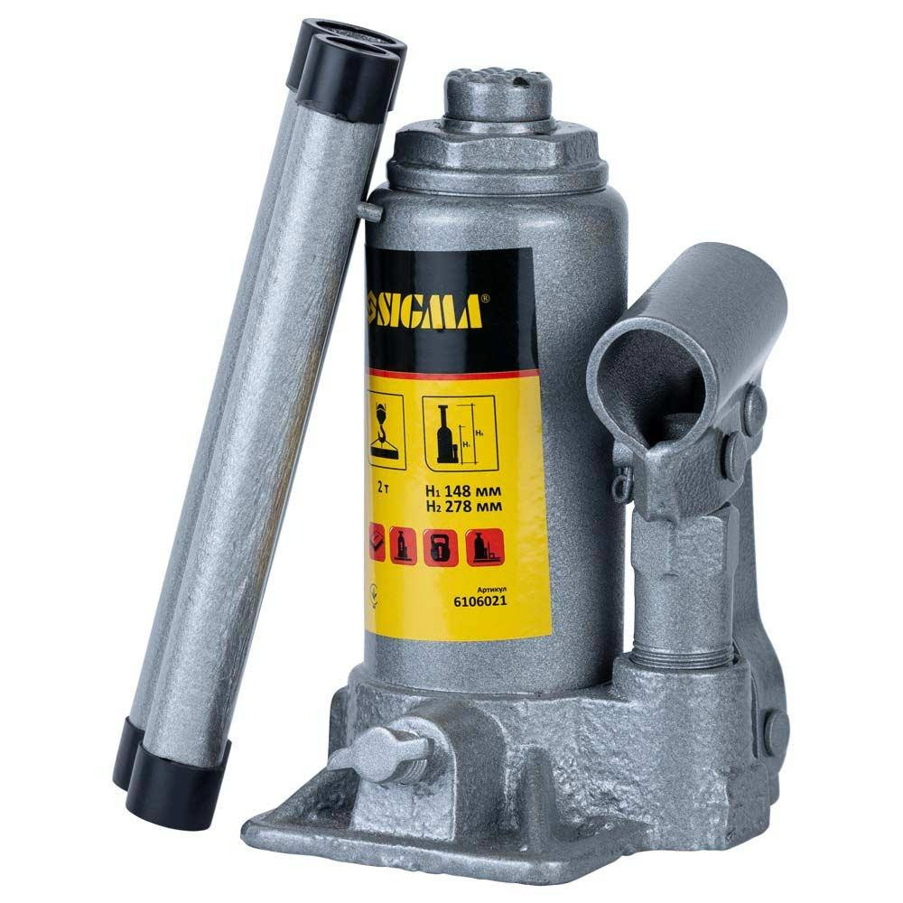 Домкрат гидравлический бутылочный 2т H 148-278мм Standard SIGMA (6106021) Ровно - изображение 1