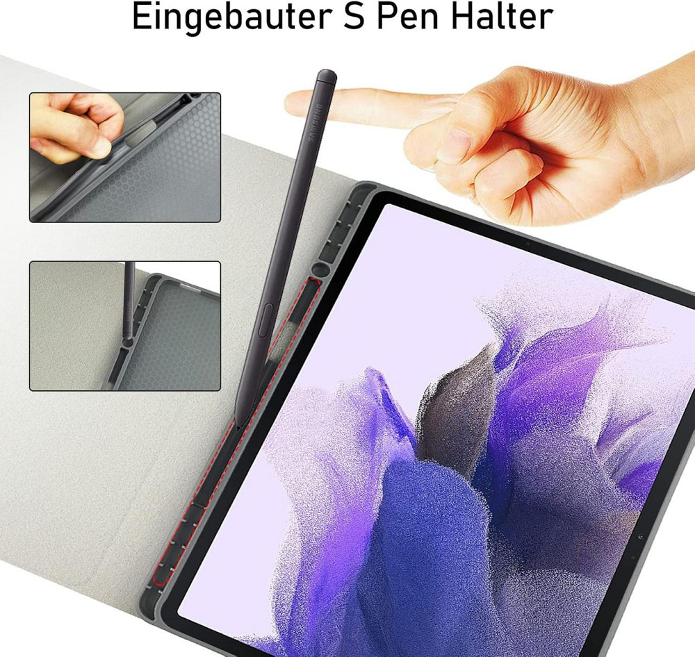 Чехол с Bluetooth клавиатурой QWERTZ для Samsung Galaxy Tab S7 FE/S7+/S8+ 12,4 дюйма съемный защитный черный Киев - изображение 8