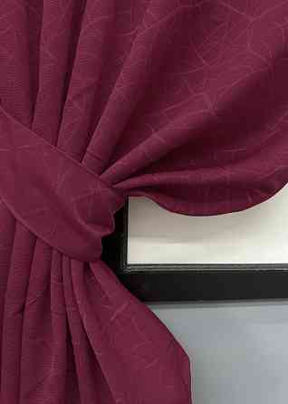 Комплект коротких штор VR-Textil Лен Саванна № 571ш Бордовый 130х170 см 2 шт (35-0354) Киев