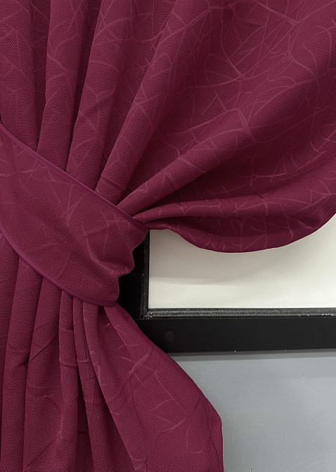 Комплект коротких штор VR-Textil Льон Савана № 571ш Бордовий 130х170 см 2 шт (35-0354) Київ - фото 4