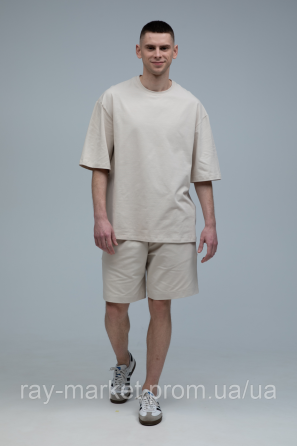 Костюм футболка оверсайз і шорти RAY BASIC бежевий чоловічий (U1801M-Cream) XXL Київ
