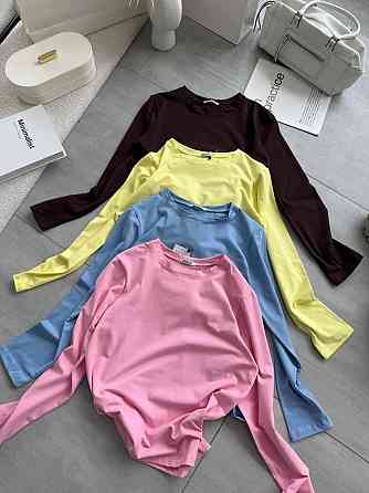 Женский базовый оверсайз лонгслив турецкий кулир Розовый Одесса