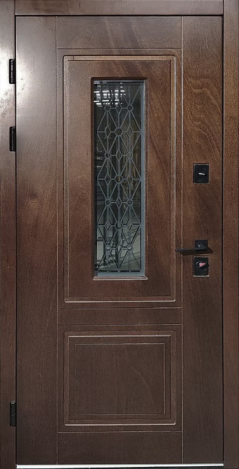 Дверь входная SARMAK Люкс термо Гелиос  деревянная панель ArWood Орех светлый / ПВХ срез дерева коньячный 960x2040 мм левые Киев - изображение 1