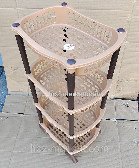 Полиця етажерка пластикова для ванни та кухні бежева Харків - фото 5