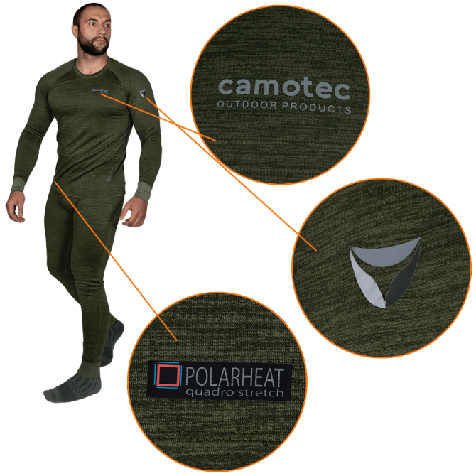Чоловіча термобілизна (костюм) Polarheat QS Pro 2.0 на флісі (Оливковий меланж) розмір 2XL Вінниця - фото 6