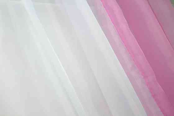 Кухонные шторы VR-Textil № 017к комбинированные с подвязками розовый с белым 265х170 см (50-020) Киев