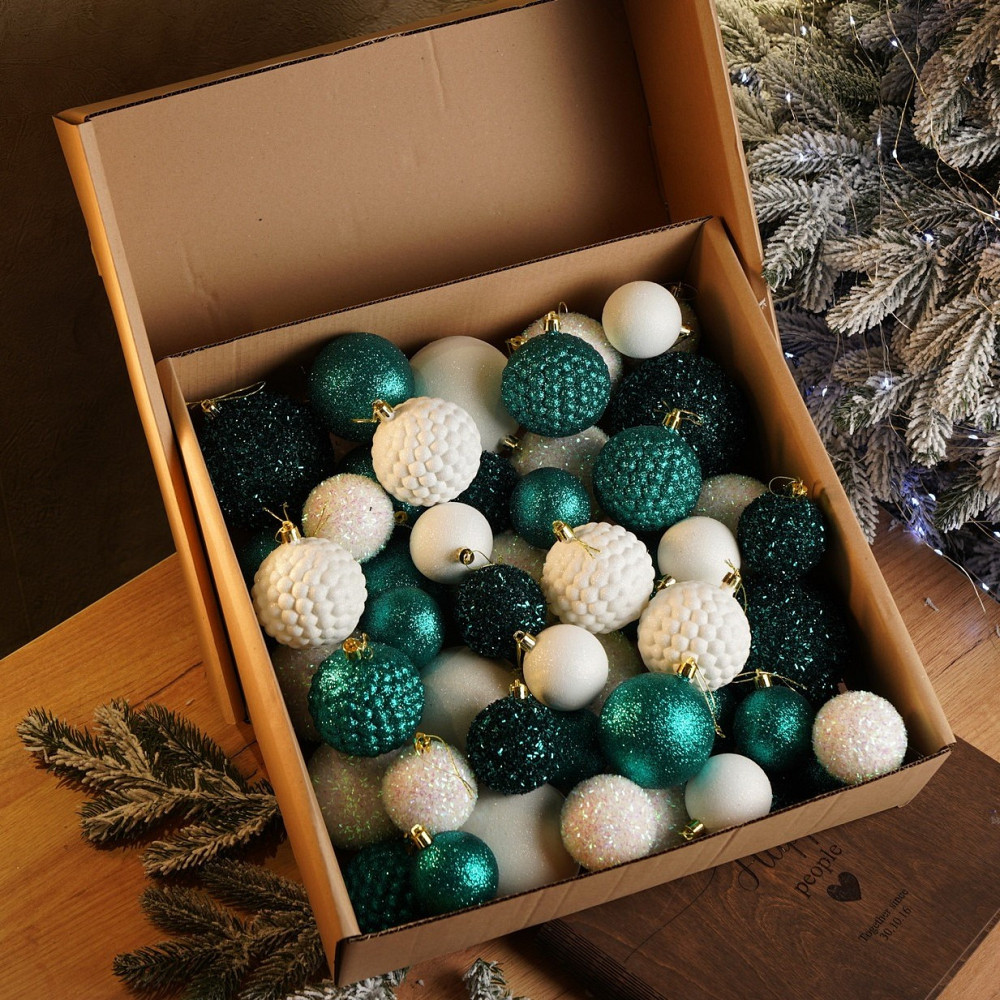 Набор новогодних игрушек на елку «Блеск» 40 шт Изумрудный елочные игрушки шарики украшения для елки Киев - изображение 1
