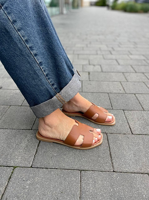 Mermaid Шльопанці жіночі з натуральної шкіри на плоскій підошві коричневі Mermaid 2401 р. 36-40 Коломия - фото 3