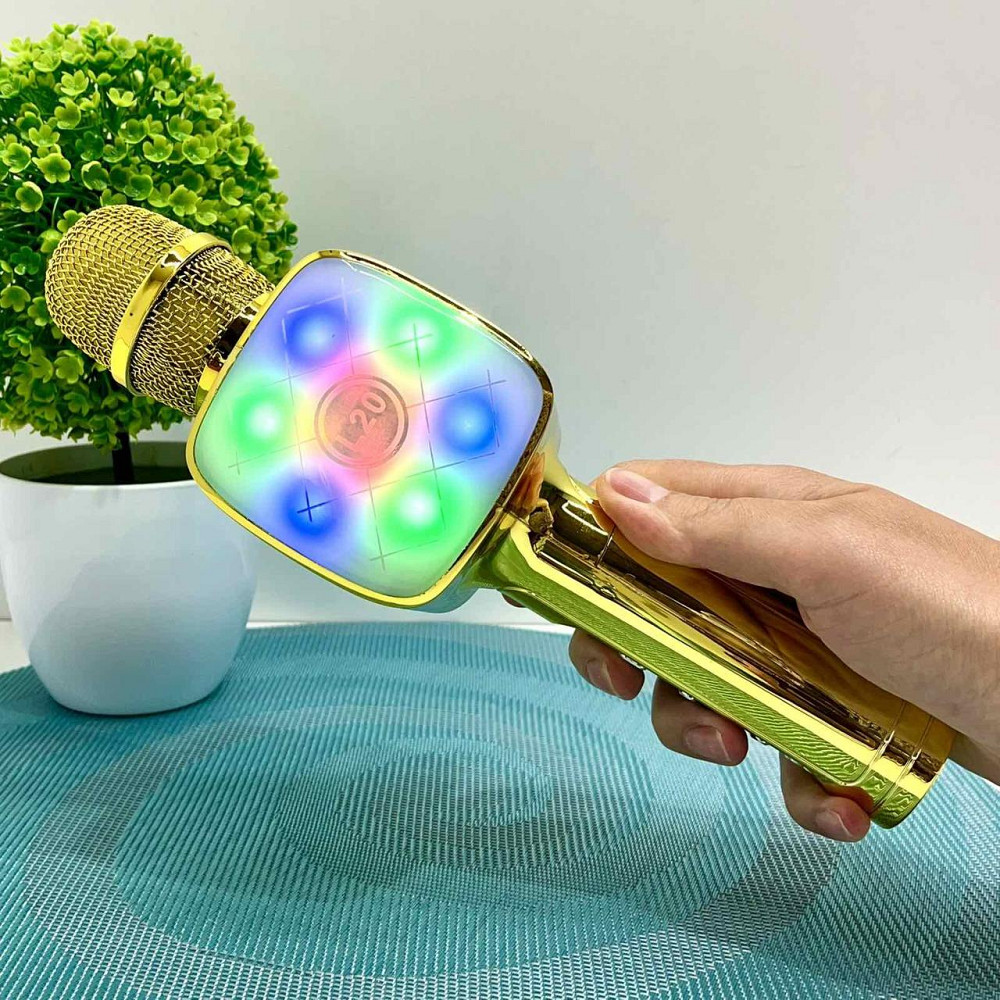 Мікрофон бездротової караоке bluetooth USB акумулятор TF слот 25см Золотистий (L20) Чернигов - изображение 10