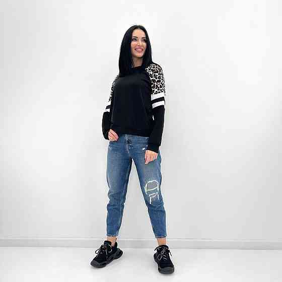 Жіночий світшот зі вставками "Artes" оптом | Норма Чорний, 42-44 Київ