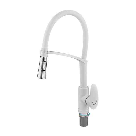 Змішувач для кухні Plamix Cezar-017 Set White Refl.White з силіконовий виливом (з підведенням) (PM0743)   ( 25001 ) Харьков