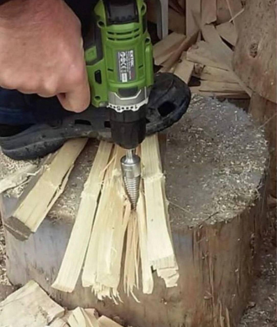 Дровокол на перфоратор, дрель, шуруповерт для колки дров конус, насадка, морковка, винтовой колун Киев - изображение 4