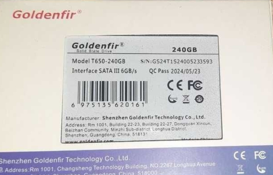 SSD-накопичувач Goldenfir 240 GB SATAIII 2.5" новий. Харків - фото 1