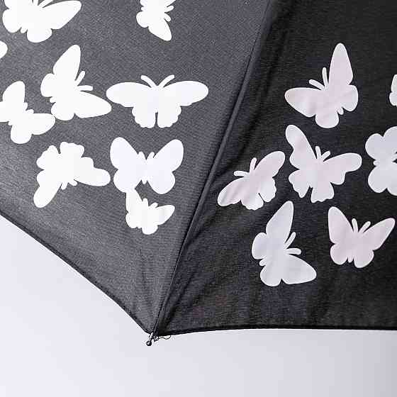 Зонт полуавтомат с принтом прочный из полиэстера диаметр 97 см Черный HP-23-2B Киев