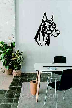 Декоративне настінне Панно «Доберман», Декор на стіну 70*53 см, Чорний Київ