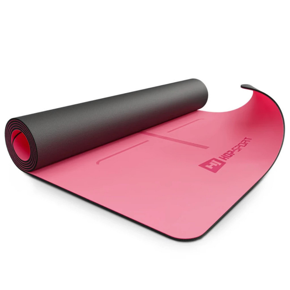 Коврик для фитнеса Hop-Sport PU нескользящий для йоги пилатеса растяжки дома и спортзала розовый  йога мат Киев - изображение 6