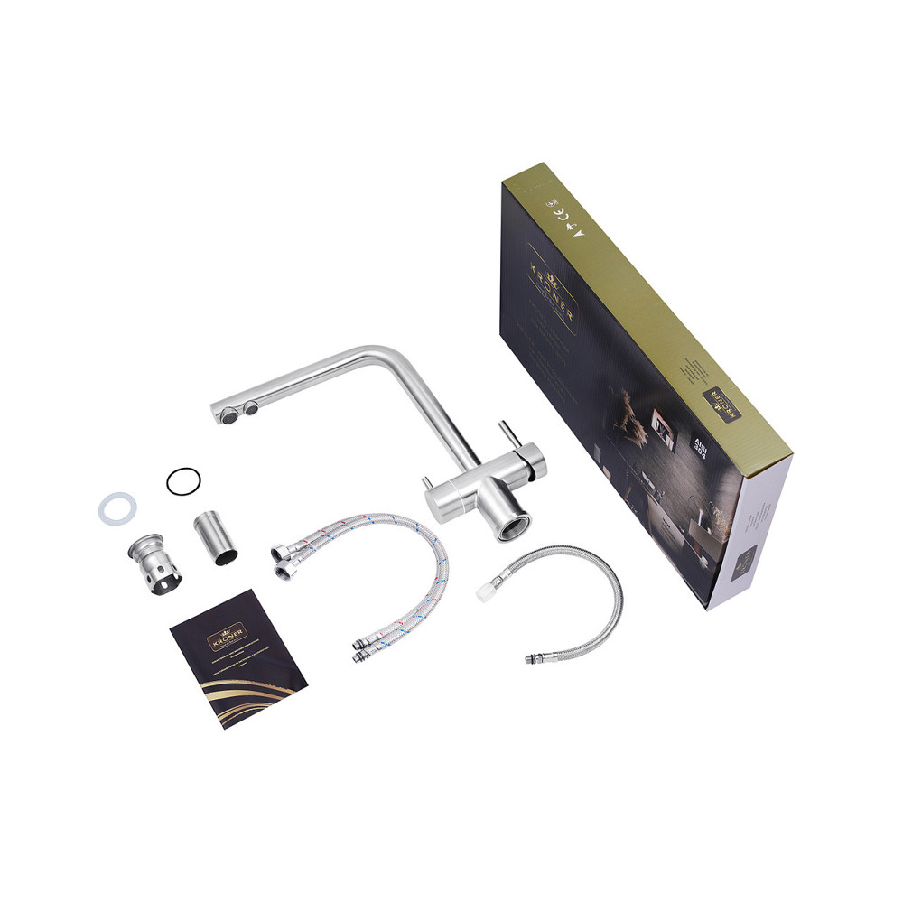 Смеситель для кухни с подключением к фильтру Kroner KRP Edelstahl Klassisch - ESG03811 сатин Киев - изображение 8