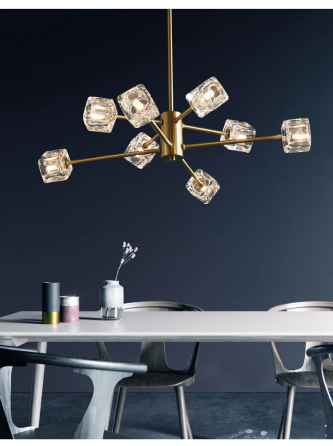 Світлодіодна люстра Кубик 8614 (Золота) на 9 плафонів Київ