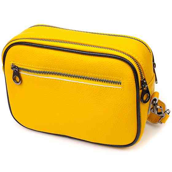 Прямоугольная женская сумка кросс-боди из натуральной кожи 22114 Vintage Желтая Киев