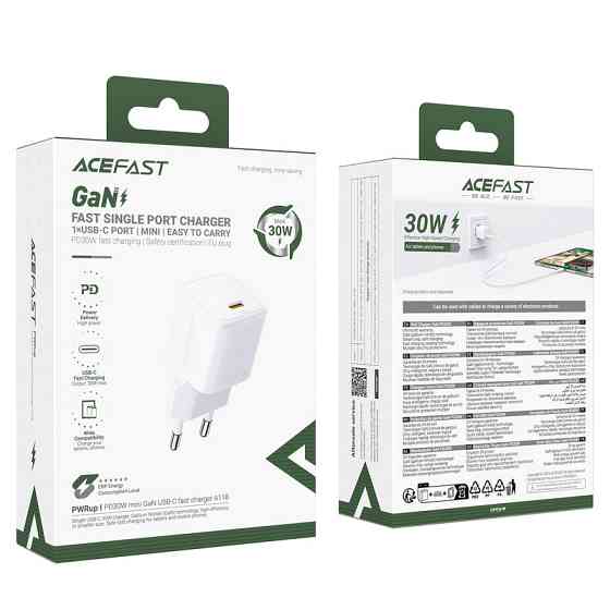 Сетевое зарядное устройство ACEFAST A118 PD30W mini GaN USB-C fast charger Одесса