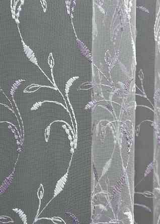 Тюль фатин с вышивкой и люрексом цвет белый с сиреневым 1653т Киев