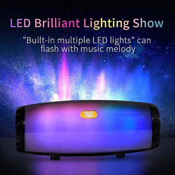Портативна Bluetooth колонка TiG TG165C 7681 з водозахистом, LED-підсвіткою та потужним звуком Київ