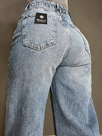 Джинси жіночі Mikaletta 13475 WIDE LEG jeans палаццо широкі від стегна висока посадка великі розміри Одеса - фото 9
