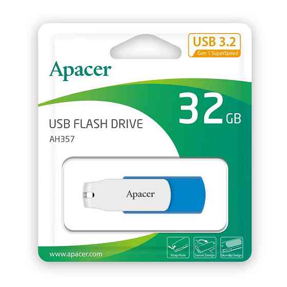 Флеш-накопичувач Apacer USB 3.2 Gen 1 AH357  32GB Blue/White Київ