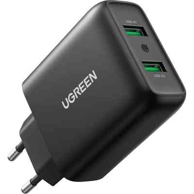 Зарядний пристрій Ugreen CD161 36W 2xUSB QC 3.0 Charger (Black) (10216) Вінниця