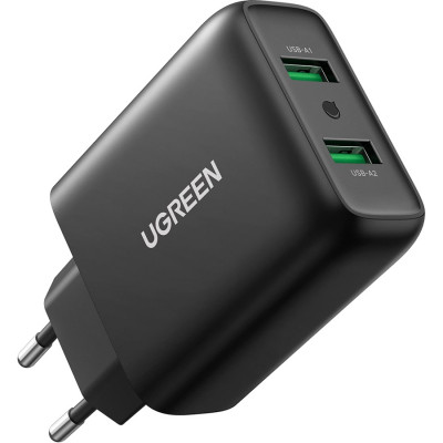 Зарядний пристрій Ugreen CD161 36W 2xUSB QC 3.0 Charger (Black) (10216) Вінниця - фото 1