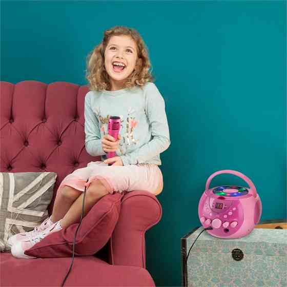 Портативна караоке-система SingSing LED На батарейках 2 мікрофони Рожевий (Німеччина, читати опис) Рівне