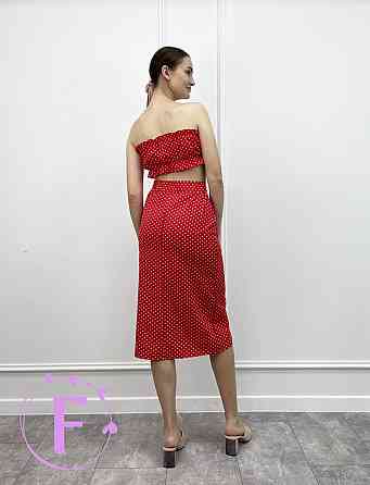 Летний топ с рюшами «Ruffie» оптом 42, Червоний, В горошок Киев